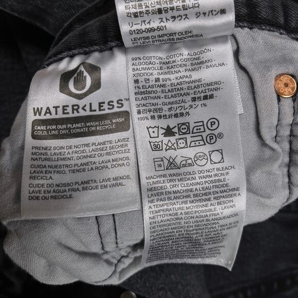 Levi's 501 Jean Shorts MEASURES 34 WAIST Faded Black Denim Button Fly Jorts - Picture 7 of 14